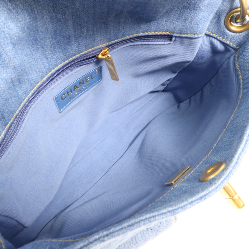 CHANEL 牛仔布Hobo Hand Bag金扣手挽肩背兩用袋-4