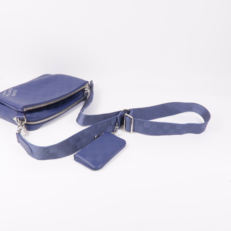LOUIS VUITTON Damier Squared Trio Shoulder Bag銀扣肩背袋-6