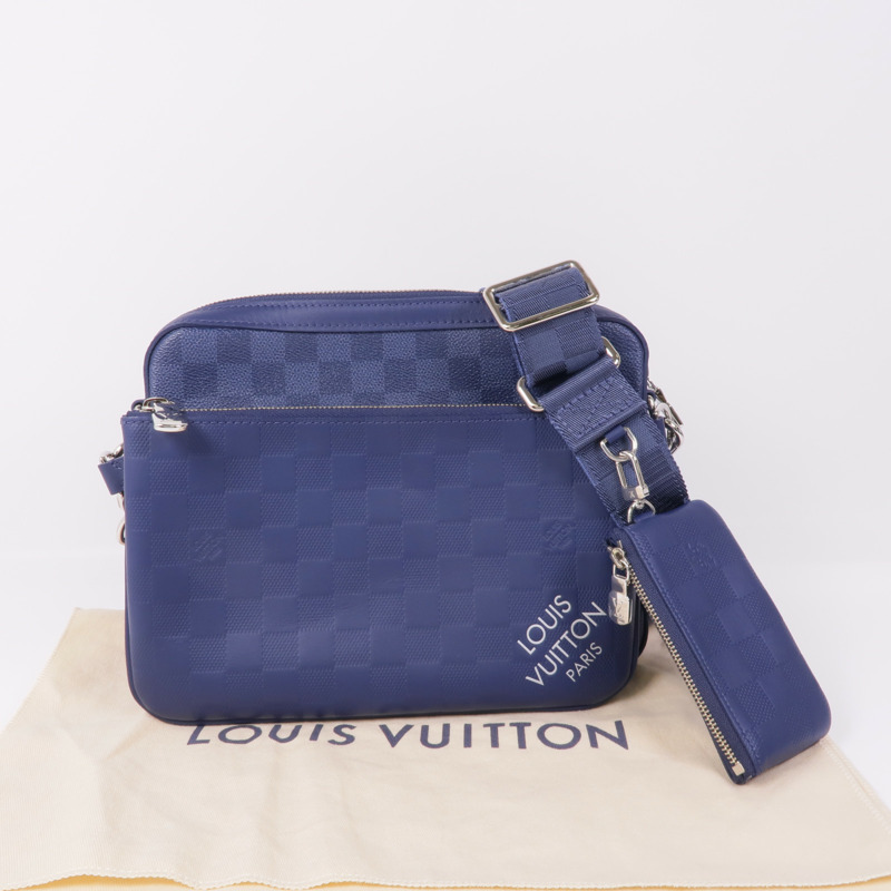 LOUIS VUITTON Damier Squared Trio Shoulder Bag銀扣肩背袋-9
