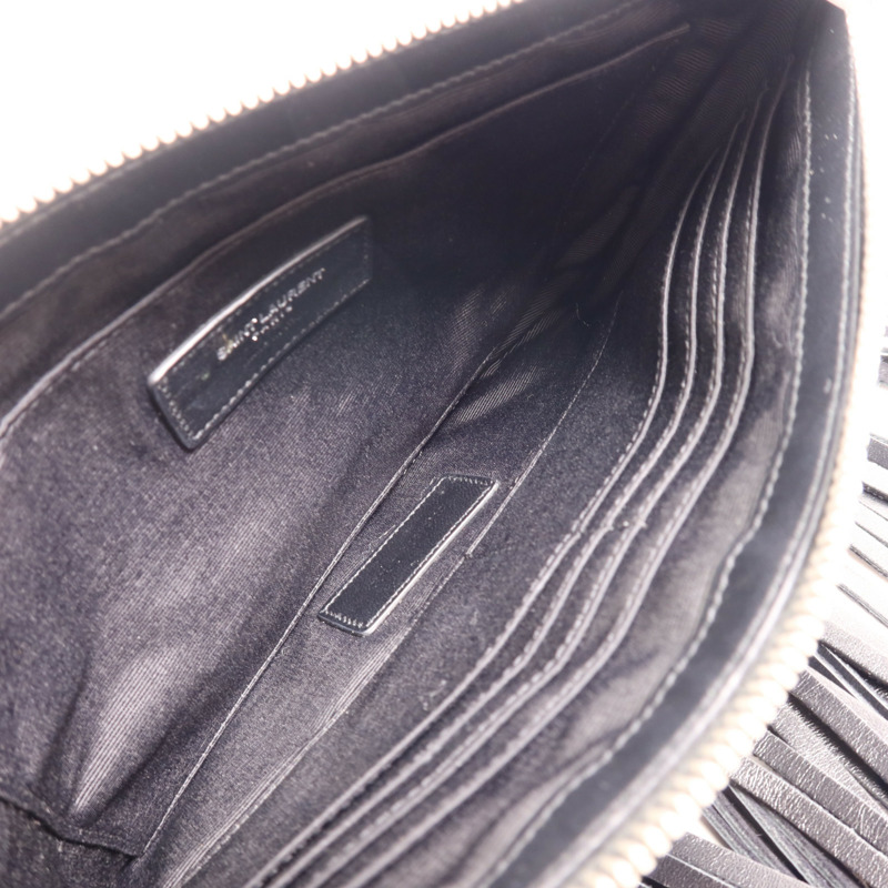 SAINT LAURENT 羊皮皮革Hand Bag銀扣手拿包-4