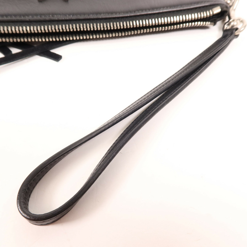 SAINT LAURENT 羊皮皮革Hand Bag銀扣手拿包-11