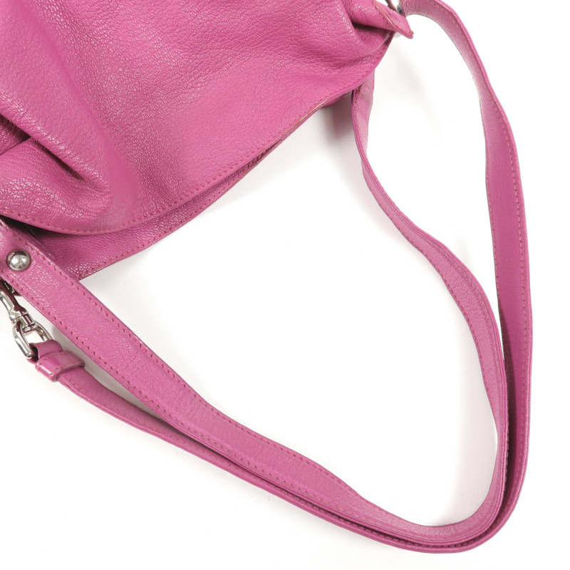 LOEWE 牛皮皮革Shoulder Bag銀扣肩背袋-4