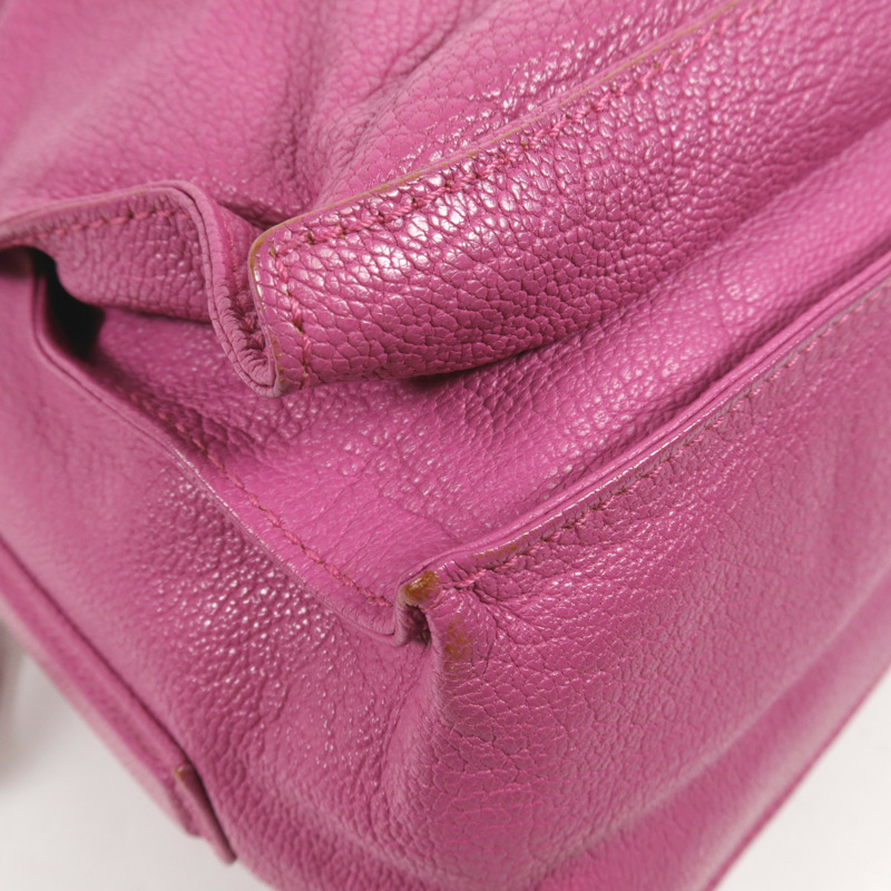 LOEWE 牛皮皮革Shoulder Bag銀扣肩背袋-6