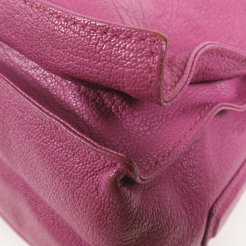 LOEWE 牛皮皮革Shoulder Bag銀扣肩背袋-7