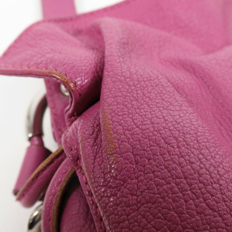 LOEWE 牛皮皮革Shoulder Bag銀扣肩背袋-18