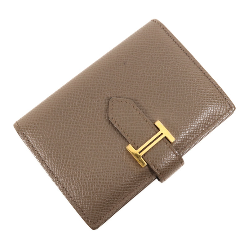 HERMES Epsom皮革Bearn Card Case金扣卡片套Etain-2