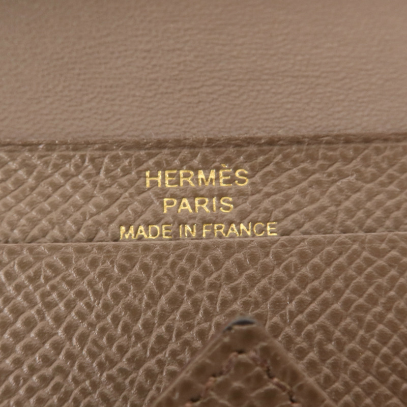 HERMES Epsom皮革Bearn Card Case金扣卡片套Etain-5