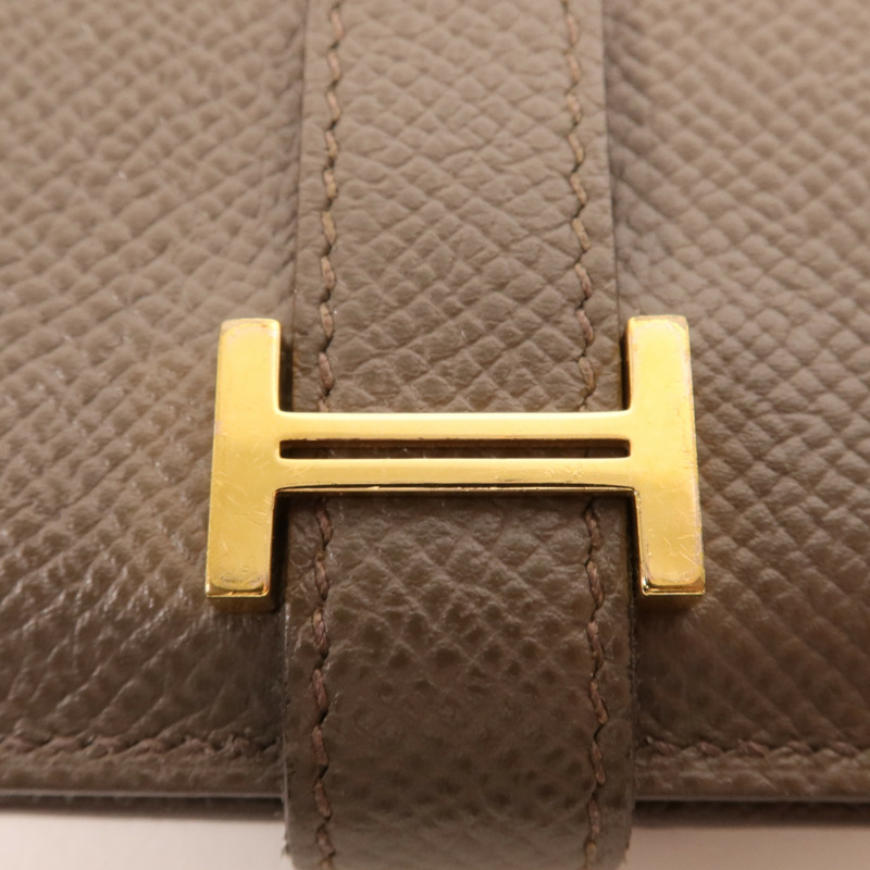 HERMES Epsom皮革Bearn Card Case金扣卡片套Etain-7