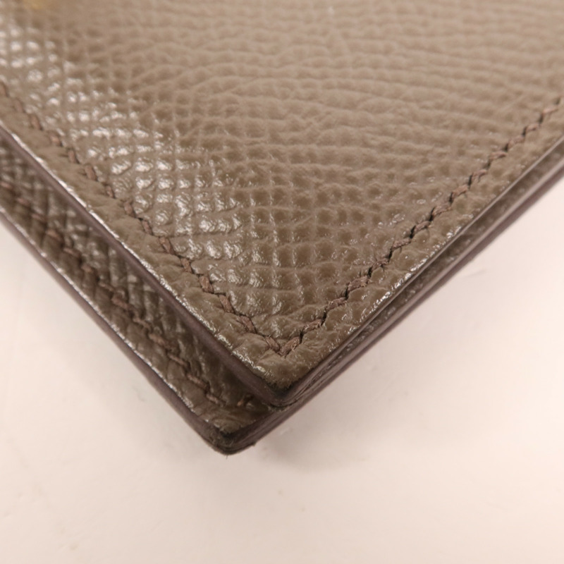 HERMES Epsom皮革Bearn Card Case金扣卡片套Etain-8