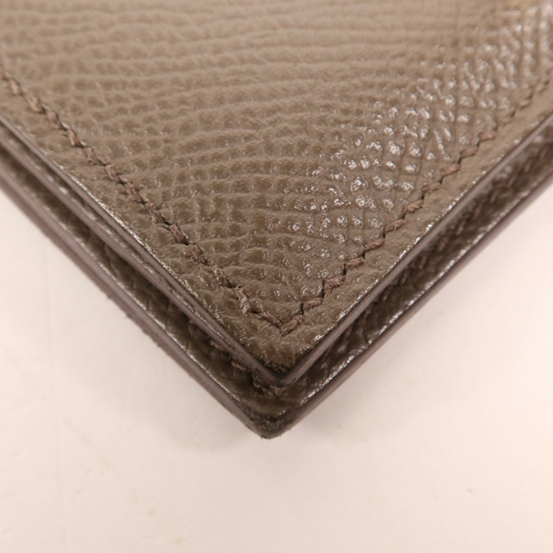 HERMES Epsom皮革Bearn Card Case金扣卡片套Etain-9