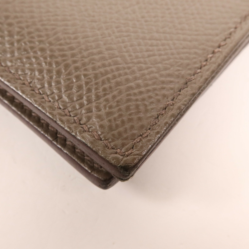 HERMES Epsom皮革Bearn Card Case金扣卡片套Etain-10