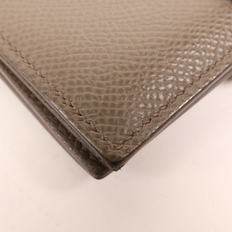 HERMES Epsom皮革Bearn Card Case金扣卡片套Etain-11