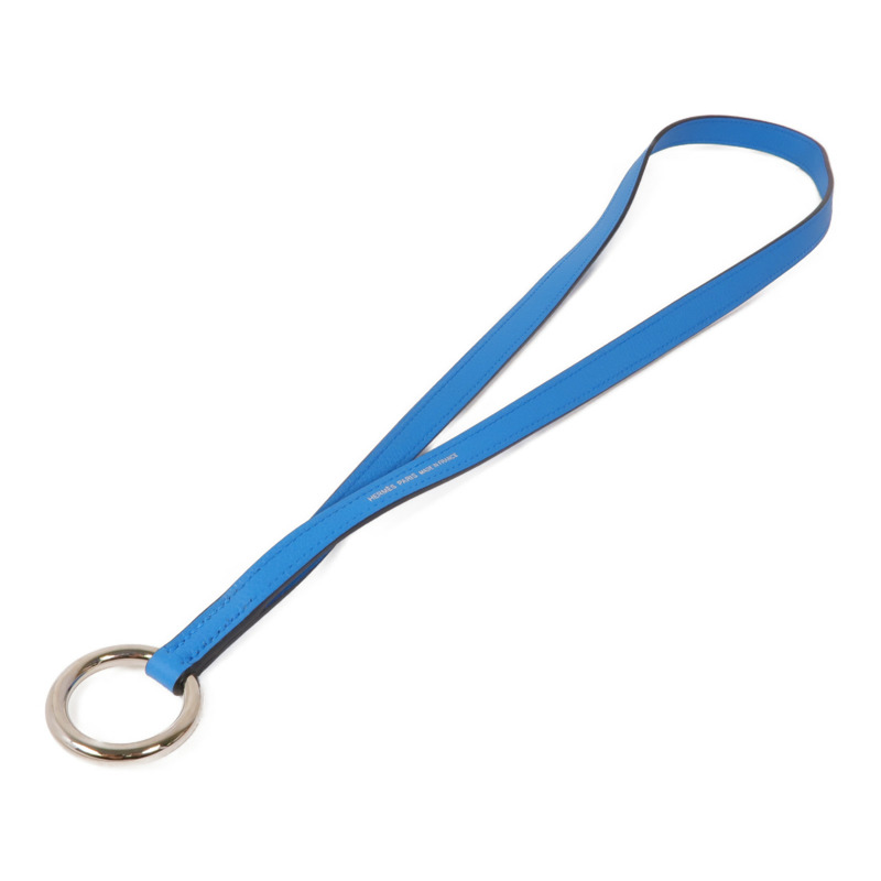 HERMES Evercolor皮革Strap銀扣掛飾 Bleu Frida-0