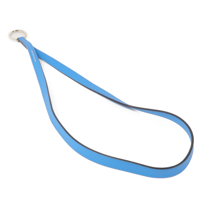 HERMES Evercolor皮革Strap銀扣掛飾 Bleu Frida-4