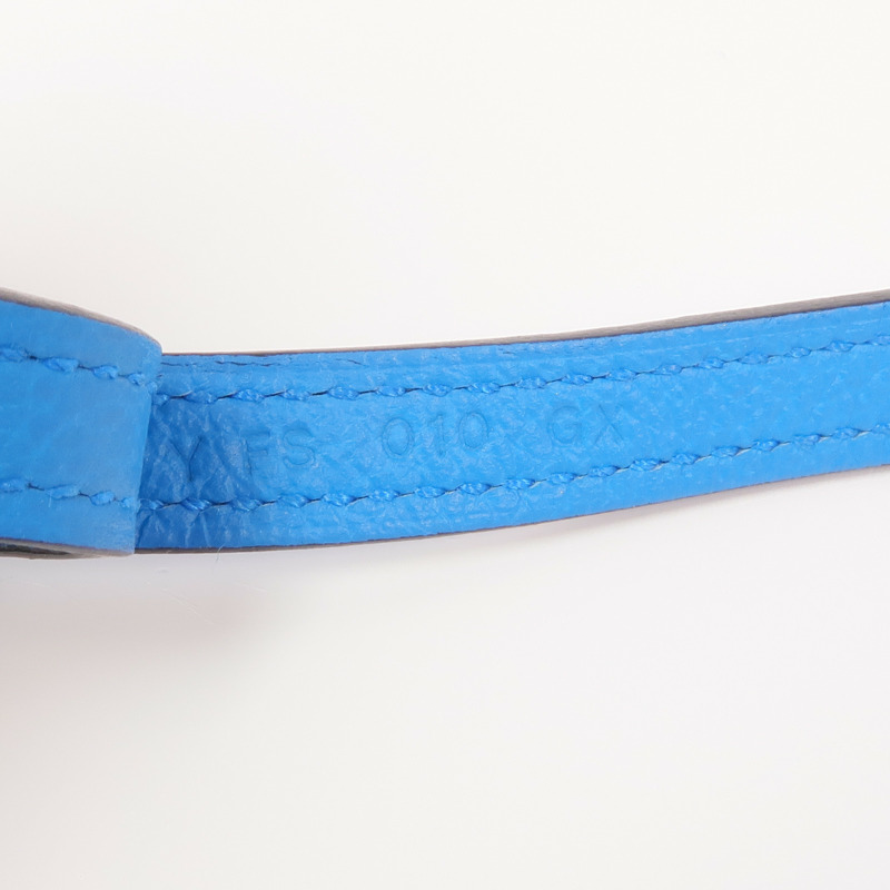 HERMES Evercolor皮革Strap銀扣掛飾 Bleu Frida-6
