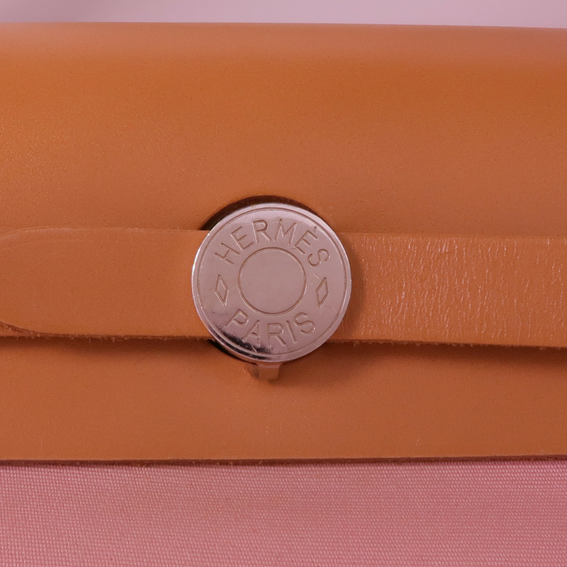 HERMES 帆布Herbag PM銀扣手挽肩背兩用袋Rose Sakura-8