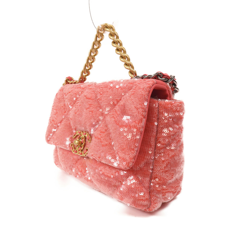 CHANEL 亮片Chanel 19 Sequin Flap Bag金扣手挽肩背兩用袋-2