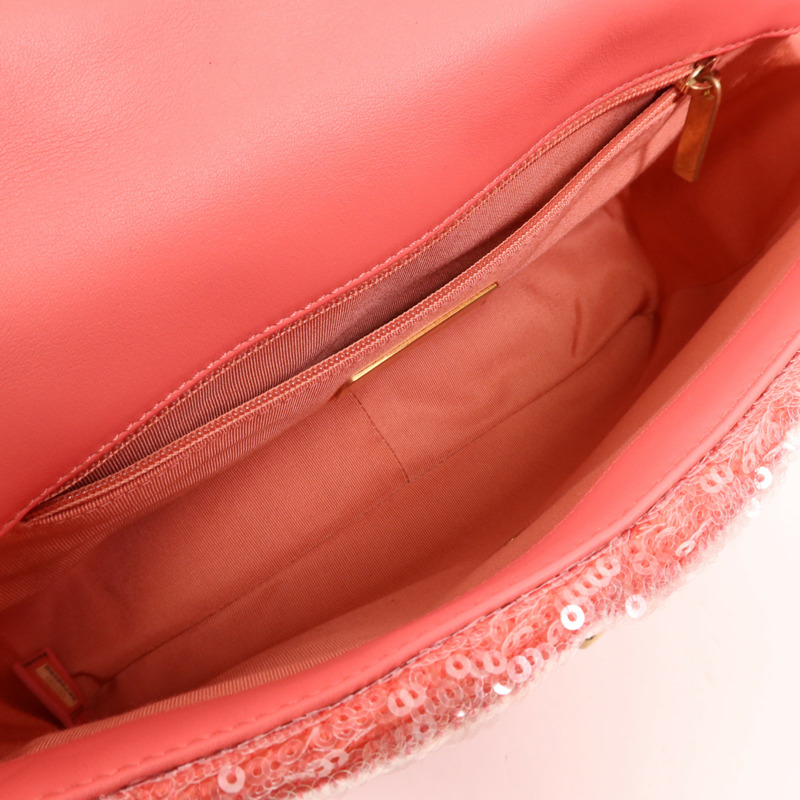CHANEL 亮片Chanel 19 Sequin Flap Bag金扣手挽肩背兩用袋-9