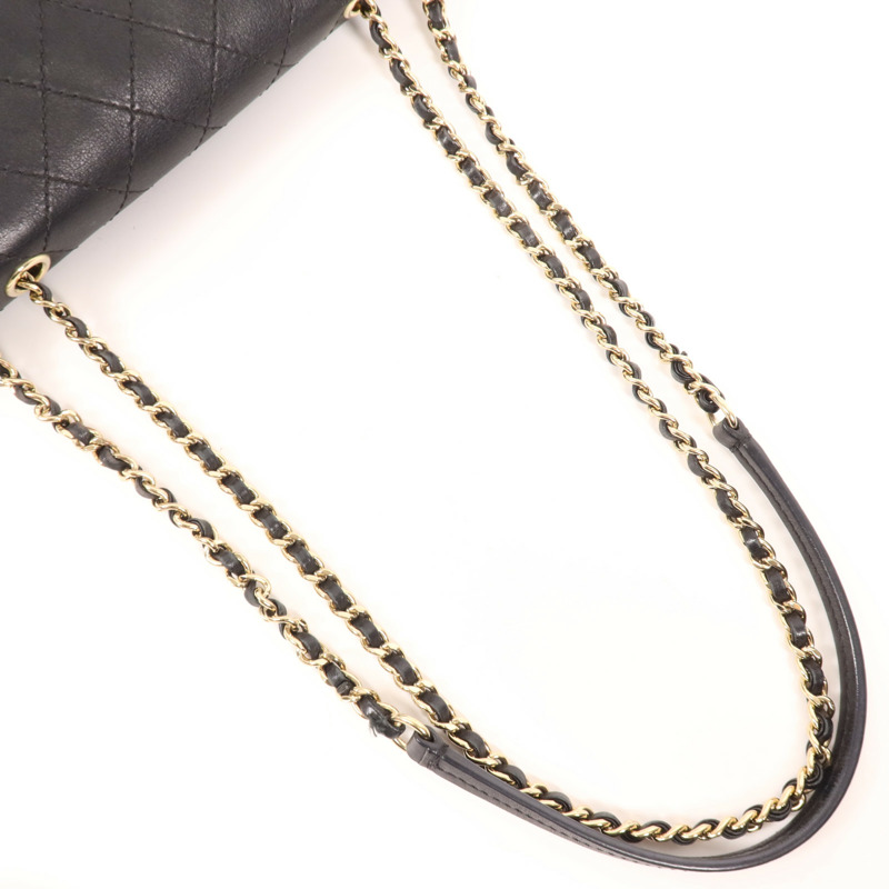 CHANEL 牛皮皮革Chain Shoulder金扣鏈帶肩背袋-8