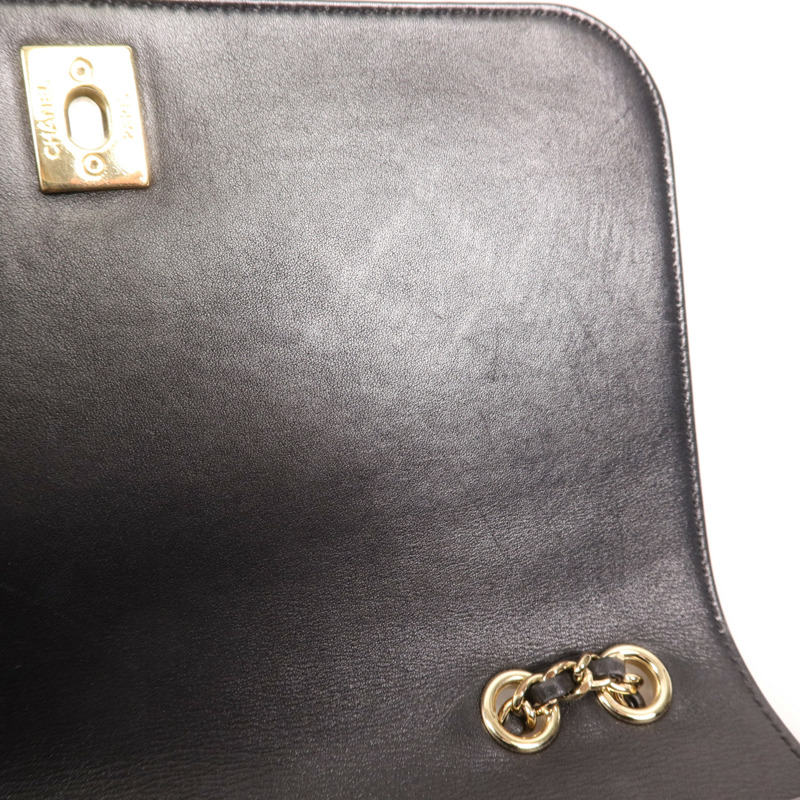 CHANEL 牛皮皮革Chain Shoulder金扣鏈帶肩背袋-15