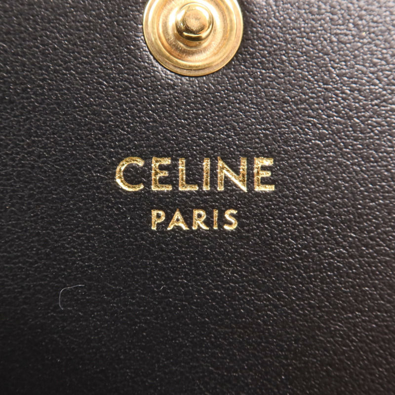 CELINE 牛皮皮革Triomphe Compact Wallet金扣錢包-6