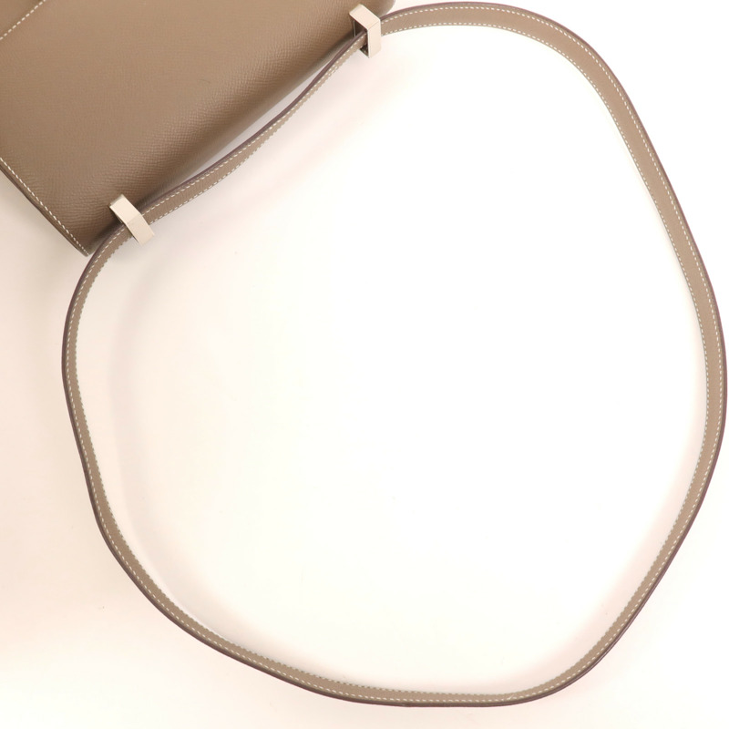 HERMES Epsom皮革Constance 24銀扣肩背袋Etoupe-4