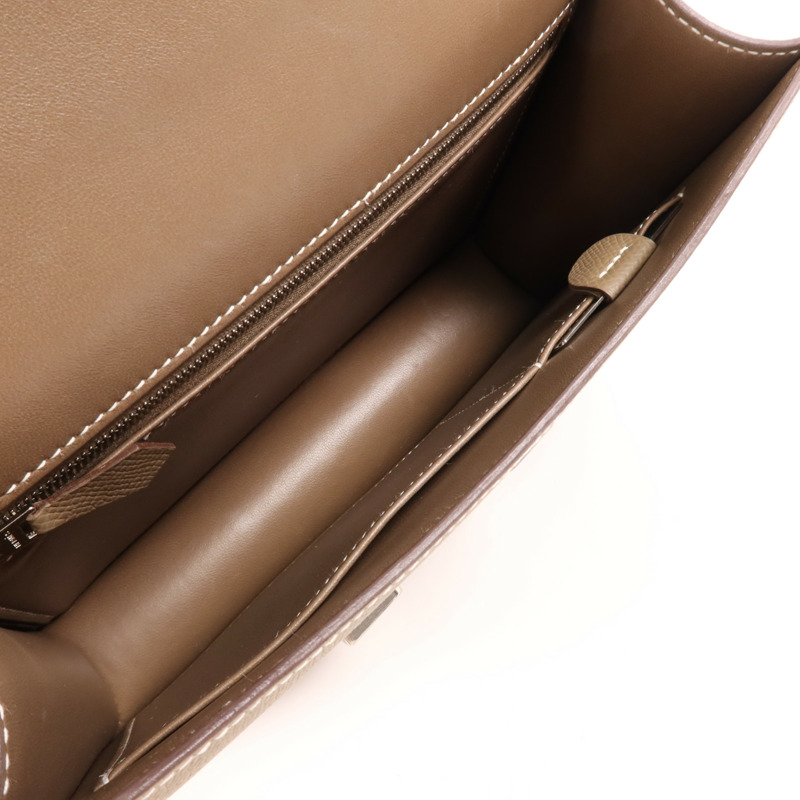 HERMES Epsom皮革Constance 24銀扣肩背袋Etoupe-6