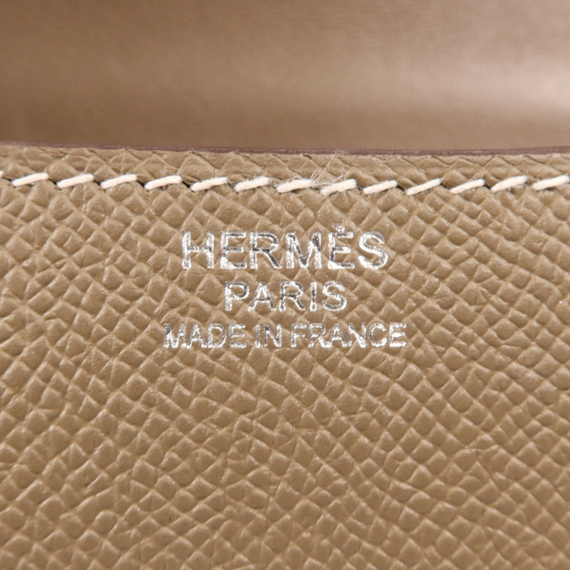 HERMES Epsom皮革Constance 24銀扣肩背袋Etoupe-7
