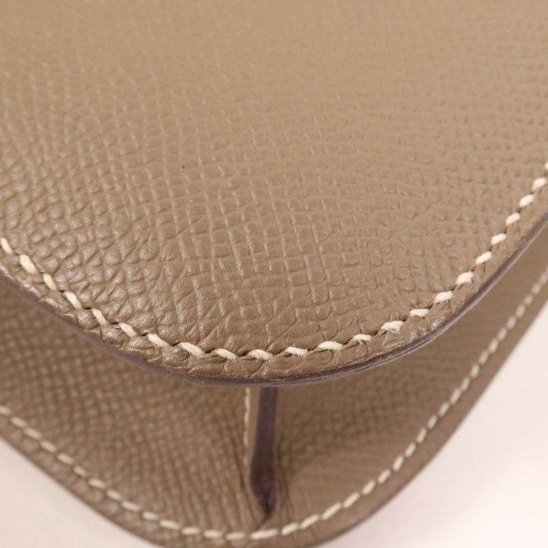 HERMES Epsom皮革Constance 24銀扣肩背袋Etoupe-9