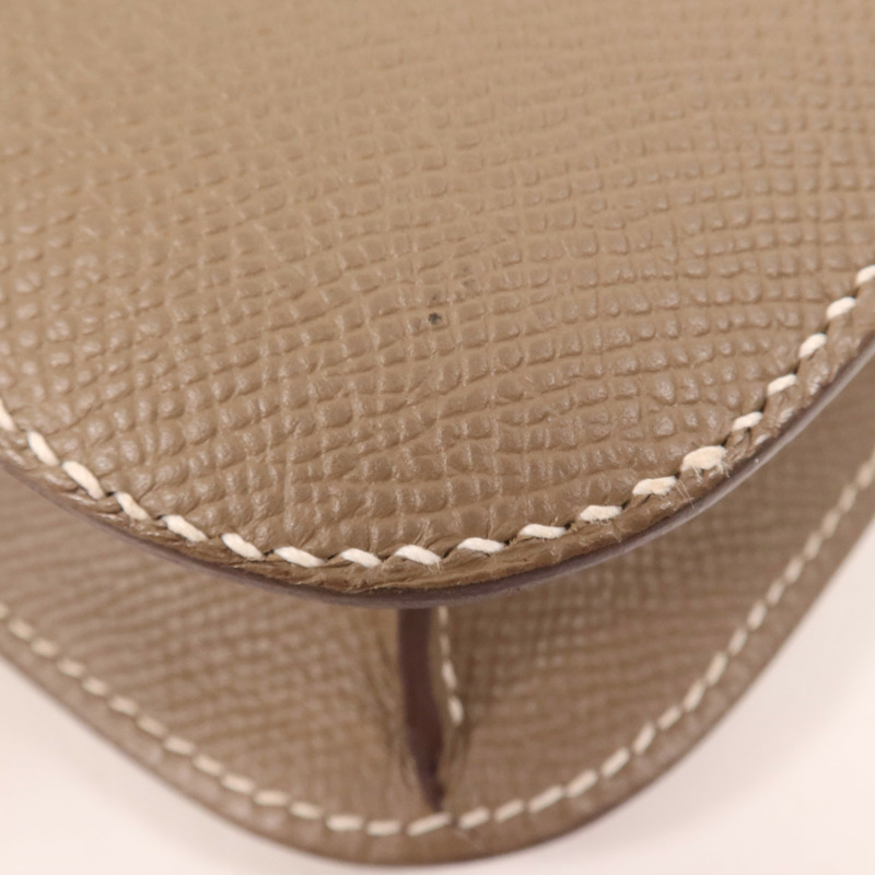 HERMES Epsom皮革Constance 24銀扣肩背袋Etoupe-10