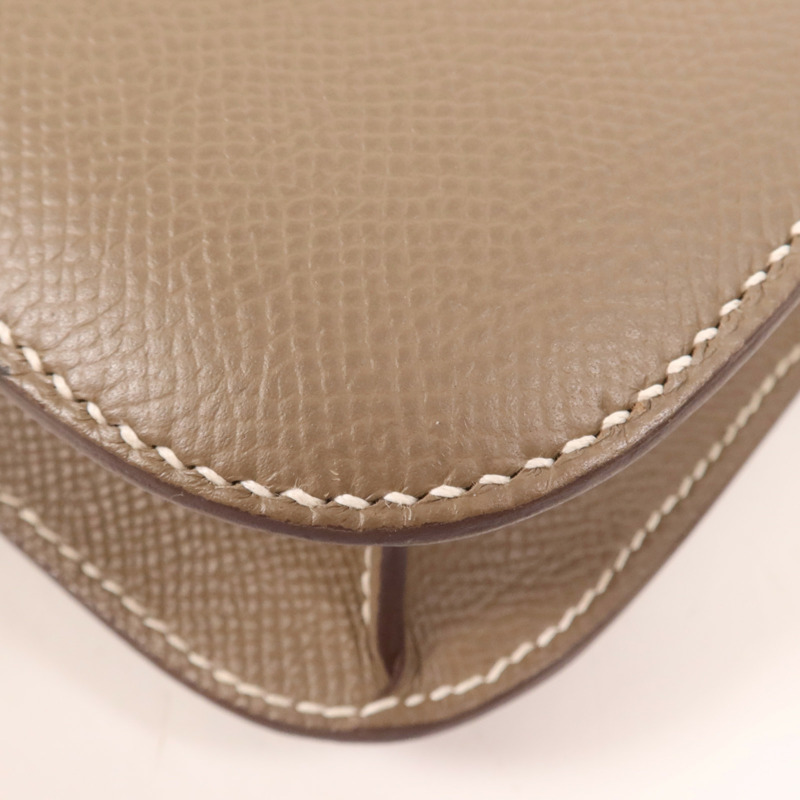 HERMES Epsom皮革Constance 24銀扣肩背袋Etoupe-11