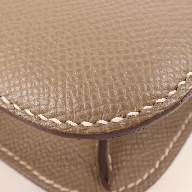 HERMES Epsom皮革Constance 24銀扣肩背袋Etoupe-12