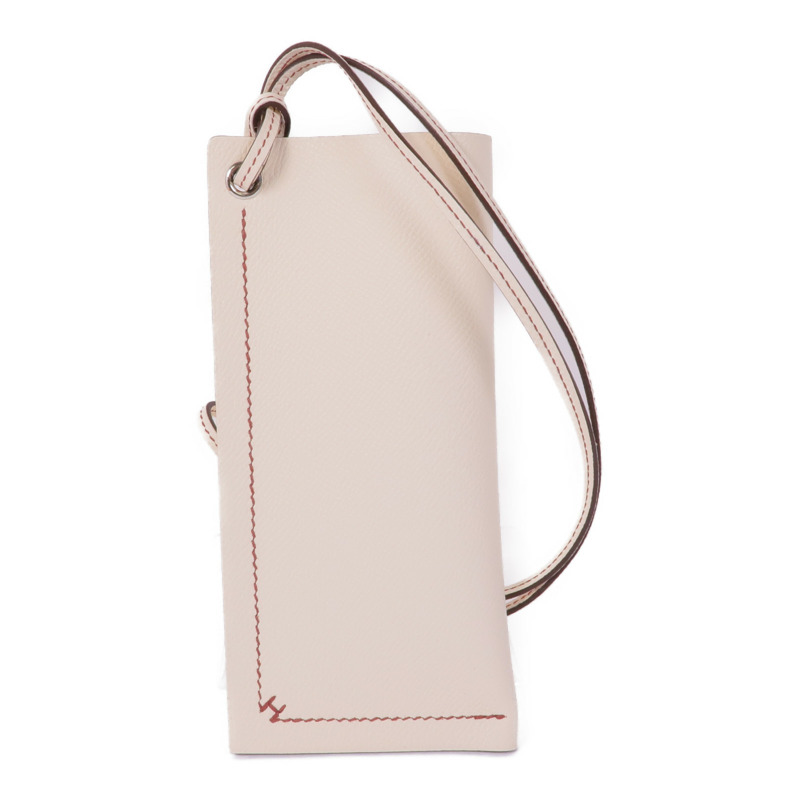 HERMES Epsom皮革H Sellier Glasses Case銀扣眼鏡盒Craie-0