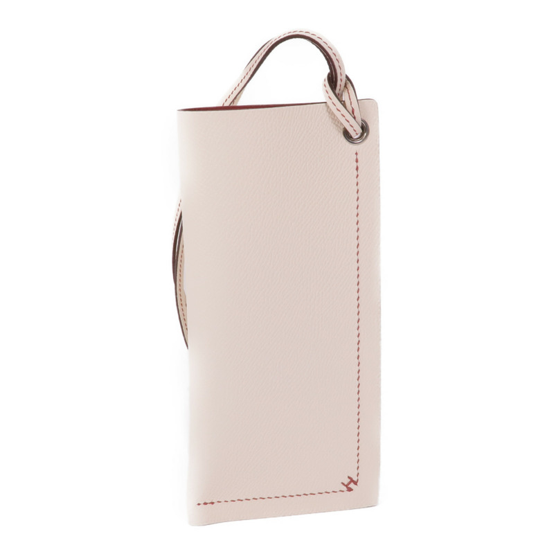 HERMES Epsom皮革H Sellier Glasses Case銀扣眼鏡盒Craie-1