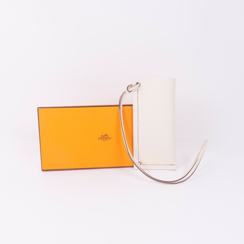 HERMES Epsom皮革H Sellier Glasses Case銀扣眼鏡盒Craie-9