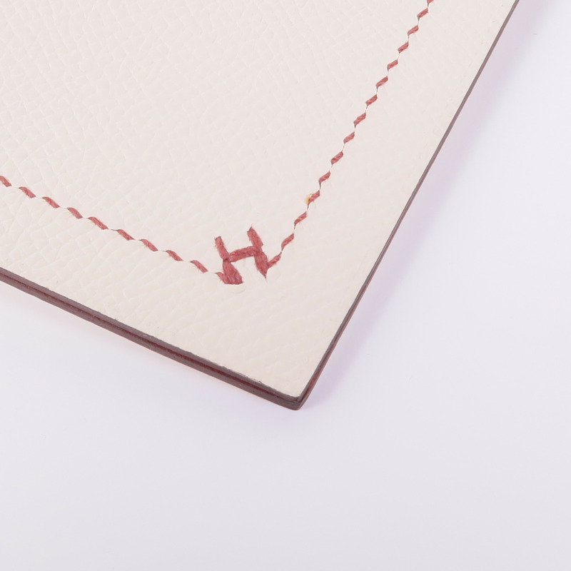 HERMES Epsom皮革H Sellier Glasses Case銀扣眼鏡盒Craie-12