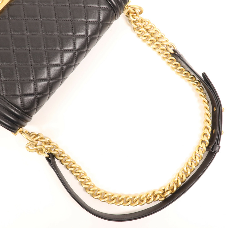 CHANEL 羊皮皮革Boy 25金扣肩背袋-4