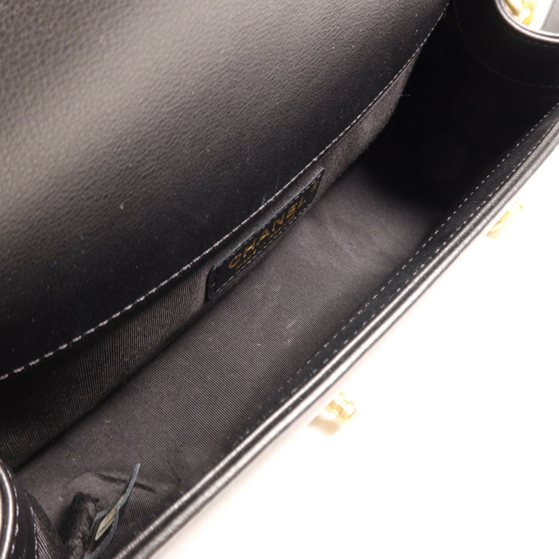 CHANEL 羊皮皮革Boy 25金扣肩背袋-9