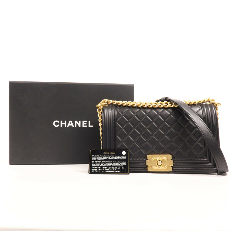 CHANEL 羊皮皮革Boy 25金扣肩背袋-20