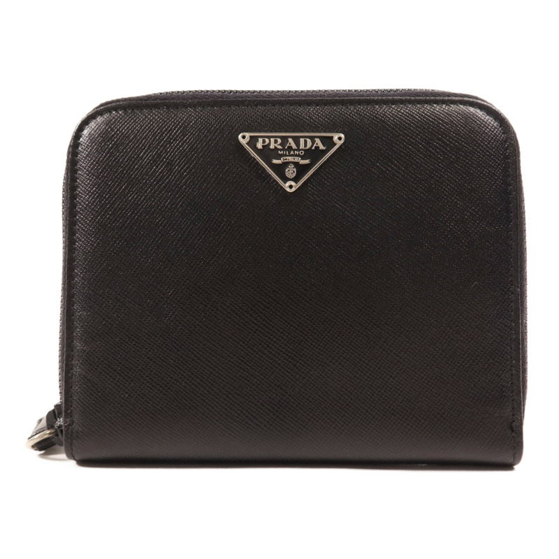 PRADA 牛皮皮革Zipped Wallet銀扣錢包-0