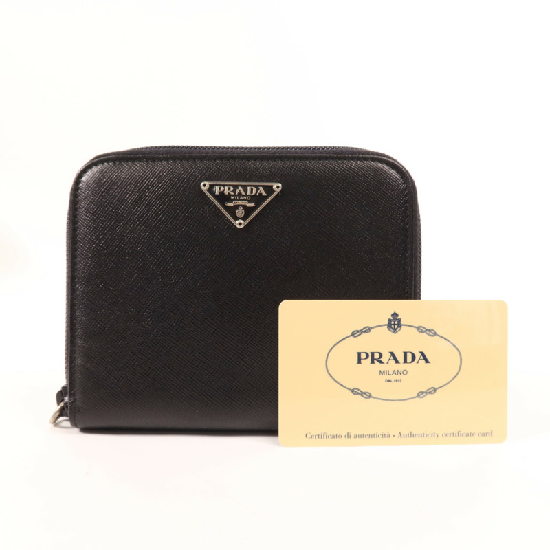 PRADA 牛皮皮革Zipped Wallet銀扣錢包-10