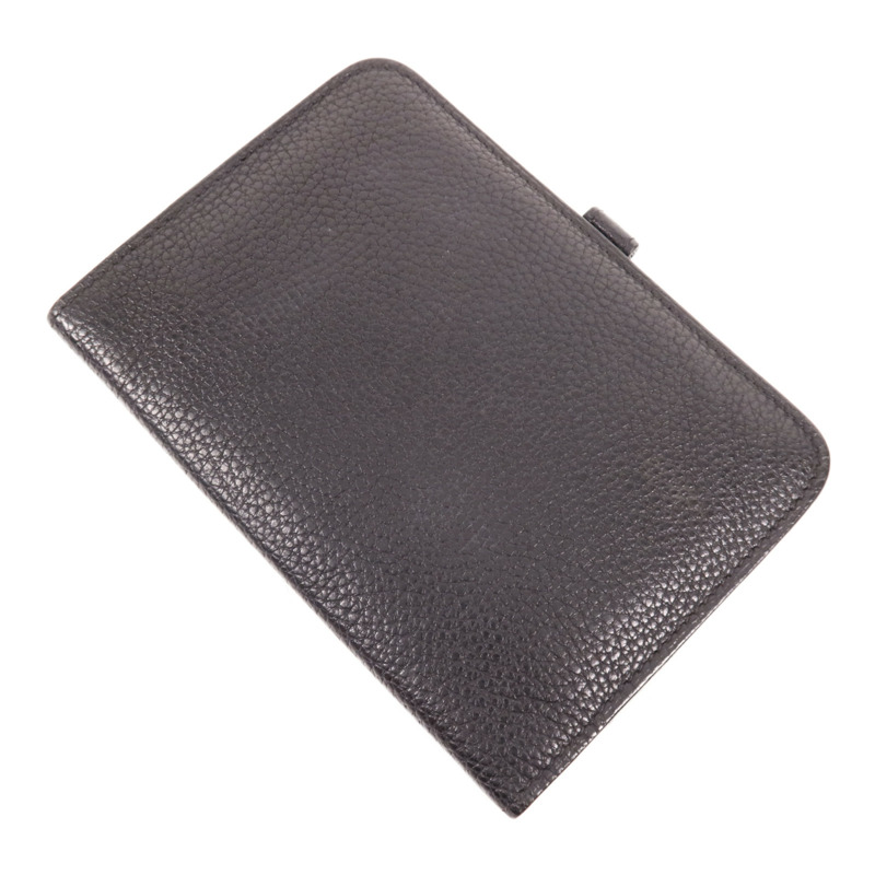 HERMES Togo皮革Dogon Compact銀扣錢包Noir-3