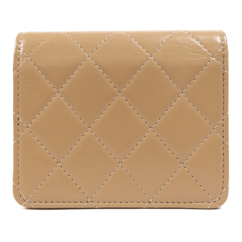 CHANEL 牛皮皮革Wallet Card Holder金扣錢包-1