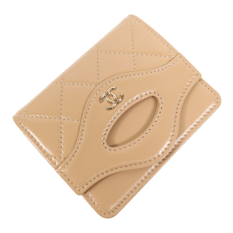 CHANEL 牛皮皮革Wallet Card Holder金扣錢包-2