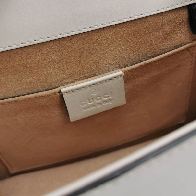 Gucci Sylvie 塞爾維亞迷你牛皮帆布花卉刺繡金屬扣織帶斜挎包單肩包-7