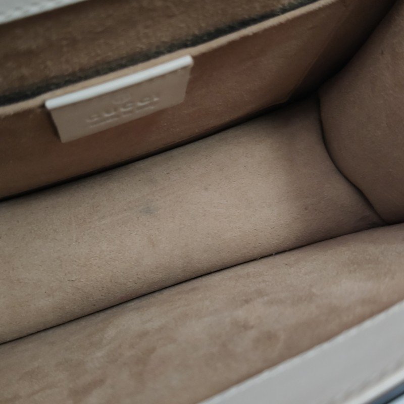 Gucci Sylvie 塞爾維亞迷你牛皮帆布花卉刺繡金屬扣織帶斜挎包單肩包-8