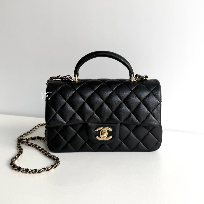 閒置新✨ 全配有購證🙌🏻 Chanel 香奈兒 Mini CF Handle 黑色金釦-0