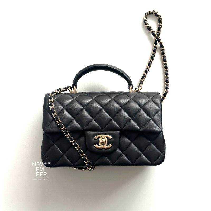 閒置新✨ 全配有購證🙌🏻 Chanel 香奈兒 Mini CF Handle 黑色金釦-1