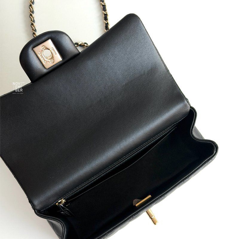 閒置新✨ 全配有購證🙌🏻 Chanel 香奈兒 Mini CF Handle 黑色金釦-4