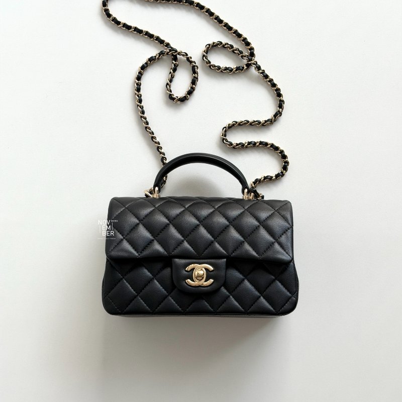 閒置新✨ 全配有購證🙌🏻 Chanel 香奈兒 Mini CF Handle 黑色金釦-5